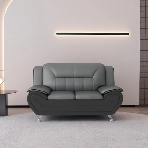 Miniatura 3 de Container Furniture Direct Sofá y sofá biplaza de piel sintética de estilo moderno con reposabrazos extra cómodos, ideal para sala de estar