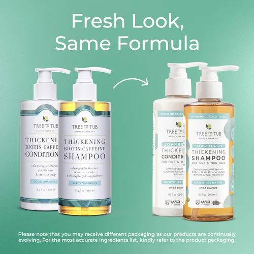 Miniatura 6 de Tree To Tub Juego de champú y acondicionador de biotina voluminizadora, cafeína activadora para un cabello más completo, champú y acondicionador