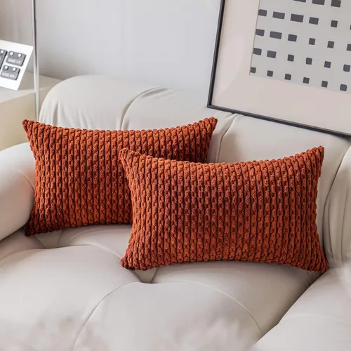 Miniatura 112 de Kevin Textile - Juego de 2 fundas de almohada decorativas de pana de 22 x 22 pulgadas, suaves, estilo bohemio, a rayas, decoración moderna del hogar