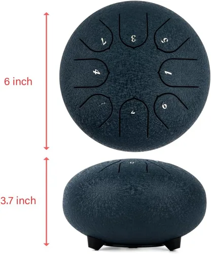 Miniatura 4 de Tambor de Lengua de Acero 8 Notas 6 Pulgadas Tambor Tanque Musical Instrumento de Percusión con Mazos de Tambor de Lengua Bolsa de Transporte Negro