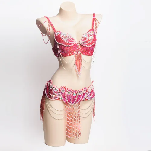 Miniatura 2 de ROYAL SMEELA Disfraz de danza del vientre para mujer, brasier tribal y cinturón, sexy traje de baile profesional para carnaval