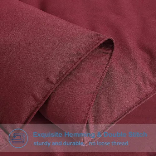 Miniatura 5 de EASELAND Edredón de Relleno Sintético tamaño Queen de gran tamaño, relleno de edredón acolchado para todas las estaciones, suave y ligero con Borgoña