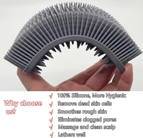 Miniatura 3 de Paquete de 2 exfoliantes corporales de silicona de doble cara para exfoliación, ducha y masaje del cuero cabelludo, cepillo 2 en 1 para baño