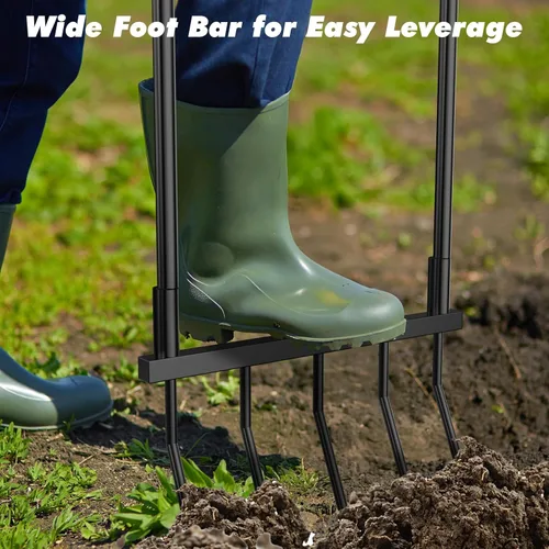 Miniatura 7 de Broadfork - Herramienta de jardín resistente, tenedor de 5 dientes anchos para jardinería, tenedor de jardín en forma de U para aflojar el suelo