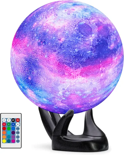 Miniatura 8 de BRIGHTWORLD Lámpara de luna, lámpara Galaxy, 5.9 pulgadas, 16 colores, LED 3D, luz de luna, control remoto y táctil, luz nocturna de luna