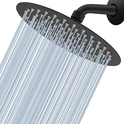 Miniatura 17 de Voolan Cabezal de ducha de lluvia, cabezal de ducha grande de alto flujo hecho de acero inoxidable de metal, cubierta de cuerpo de cascada, soporte