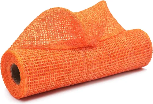 Miniatura 2 de Malla de arpillera de poliéster naranja, rollos de malla decorativa de arpillera de 10 pulgadas para corona de calabaza, festones de verano y otoño