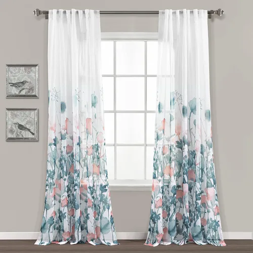 Miniatura 12 de Lush Decor Zuri Flora Cenefa para ventana de oscurecimiento con solapa única, 52 pulgadas de ancho x 18 pulgadas de largo + 2 pulgadas de cabecera
