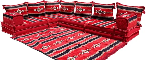 Miniatura 35 de Sofá de piso modular hecho a mano arabicsofa – Asiento oriental Majlis con cojines de respaldo