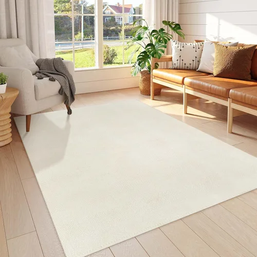 Miniatura 24 de LEEVAN - Alfombras lavables para cocina de 3 x 5 pies, alfombra de color crema para dormitorio, alfombra de algodón tejida para entrada, alfombra