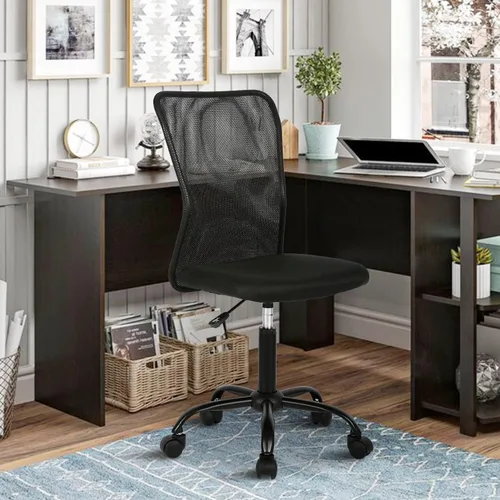 Miniatura 7 de Silla de oficina, silla de escritorio, silla de trabajo con respaldo medio para computadora con altura ajustable y soporte lumbar, asiento giratorio
