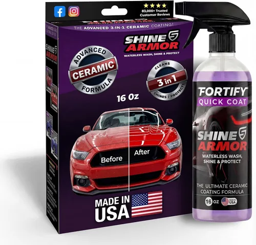 Shine Armor Fortify Quick Coat – Revestimiento cerámico, cera para autos, aerosol pulidor, lavado y encerado sin agua, capa superior hidrofóbica,