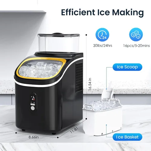 Miniatura 2 de Antarctic Star Máquina para hacer hielo de encimera, 30 libras/24 horas, 3 espesores de cubitos de hielo, 16 piezas/13 minutos, 2 formas de añadir