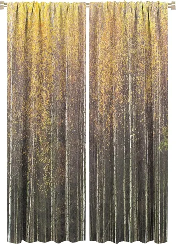 Miniatura 46 de Cortinas de abedul para sala de estar, niebla matutina en otoño, decoración del hogar, 42 x 45 pulgadas de largo
