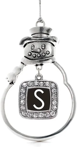 Miniatura 72 de Inspired Silver - Adorno de rodillo de reina - Adorno cuadrado de plata con muñeco de nieve con joyas de circonita cúbica