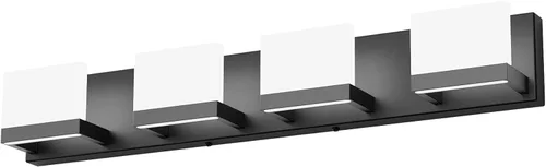 Tipace - 4 Lámparas regulables de tocador, modernas, de color negro, con luz led arriba y abajo, para colocarlas en la pared o sobre el espejo del