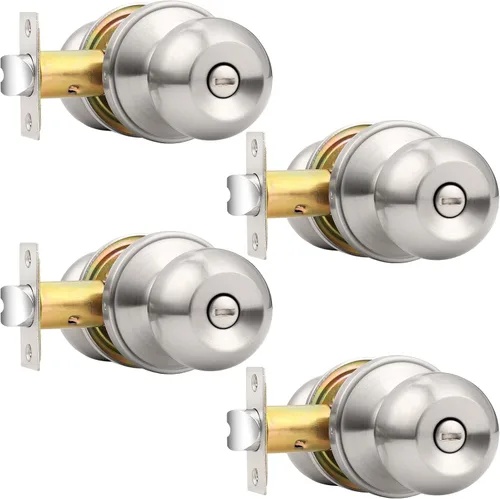 Miniatura 14 de Probrico Cerraduras de puerta de privacidad estilo bola redonda, pomos de puerta interiores negro mate para dormitorio y baño, pomos de puerta sin