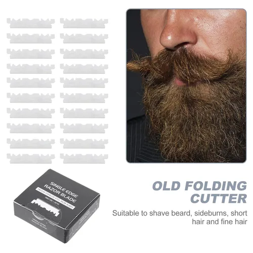 Miniatura 6 de Beaupretty 100 unids rasuradora de mano cuchilla de afeitar facial de acero cortador de cara barbería rasuradora de cara hombres cortador de fresado