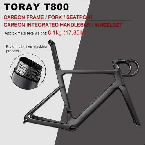 Miniatura 2 de KABON Bicicleta de carretera de carbono completo, 700C marco de fibra de carbono bicicleta de carretera con 105 R7000 22 velocidades freno de disco
