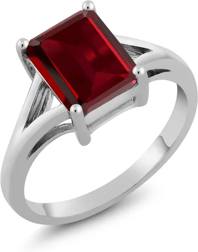 Miniatura 43 de Gem Stone King Anillo de compromiso solitario con diseño clásico de vástago dividido para mujer, plata de ley 925, piedra natal de piedra preciosa