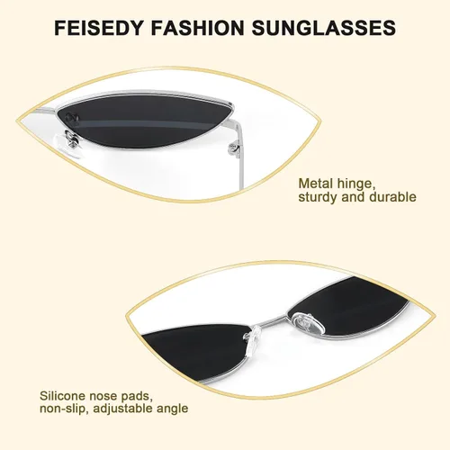 Miniatura 72 de FEISEDY Gafas de sol de diseñador de moda Retro pequeños pétalos forma arco templo diseño B2298