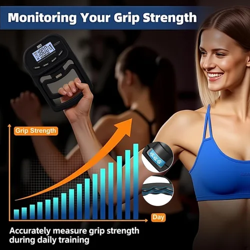 Miniatura 5 de Entrenador de fuerza de agarre de mano, dinamómetro de agarre de mano de 396 libras/396.8 lbs con pantalla LCD, ideal para deportes, escuela y uso