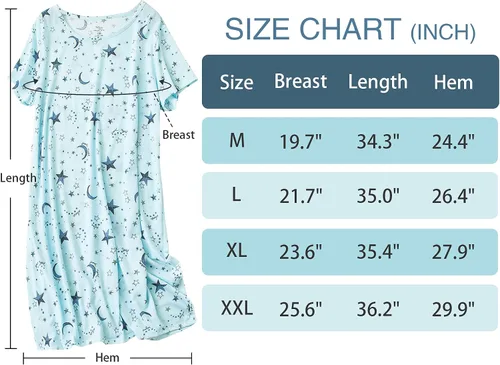 Miniatura 6 de American Trends Camisones para mujer, de algodón, de manga corta, vestido de noche, casual, pijama suave, ropa de dormir