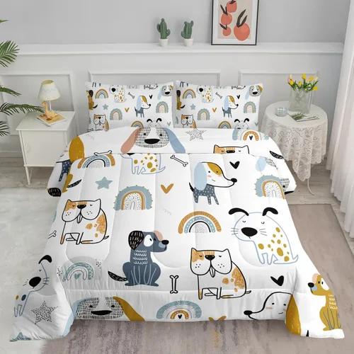 Miniatura 14 de Axolotl Juego de edredón de dibujos animados con diseño de gato de caricaturas, juego de ropa de cama con estampado de dibujos animados y escamas