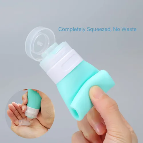 Miniatura 3 de 2 botellas de viaje de silicona, recipientes de viaje recargables a prueba de fugas de 1.3 onzas con bolsa de transporte transparente, botellas