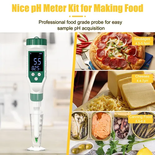 Miniatura 6 de Medidor digital de pH para alimentos, probador de pH de alimentos con sonda de pH de alta precisión para masa madre y pan, medidor de pH