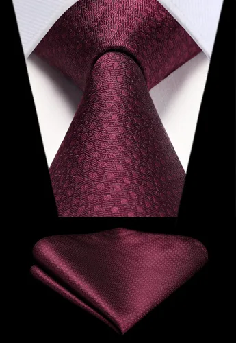 Miniatura 67 de HISDERN Conjunto de corbata a cuadros a cuadros pañuelo tejido clásico formal para hombre corbata y bolsillo cuadrado