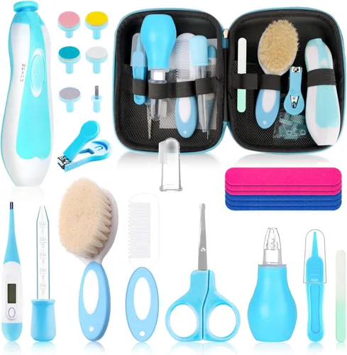 Miniatura 13 de Kit de cuidado y aseo para bebés, juego de seguridad para bebés de 14 en 1, juego de cuidado de salud de guardería para recién nacidos con cepillo