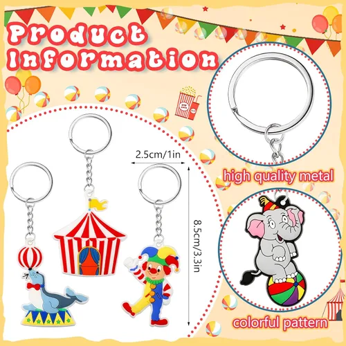 Miniatura 2 de Taiyin 30 piezas de regalos de fiesta de circo ninja payaso animales pirata llavero para carnaval fiesta de cumpleaños suministros (circo)