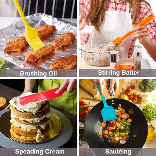 Miniatura 3 de P&P CHEF - Juego de 7 espátulas de silicona resistentes al calor, juego de utensilios de cocina para cocina antiadherente, mezcla de hornear, diseño