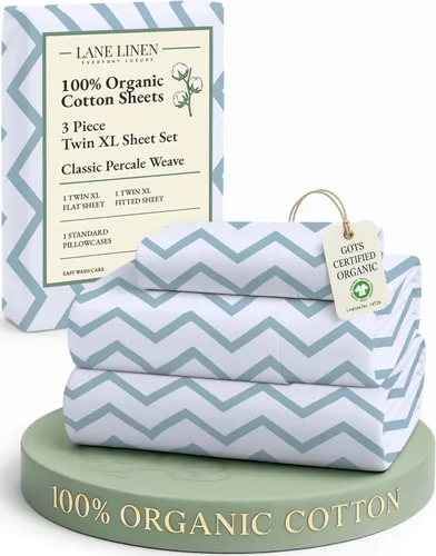 Miniatura 26 de LANE LINEN Sábanas 100% algodón orgánico para cama tamaño King, sábanas de percal suave, transpirables, de lujo, estilo hotelero, lavables a 09