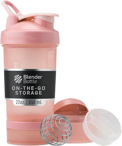 Miniatura 9 de BlenderBottle - Botella mezcladora con organizador de pastillas y almacenamiento para polvo proteínico, sistema Classic V2 ProStak, 22 onzas, azul