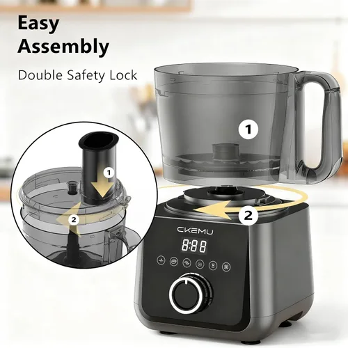 Miniatura 4 de Procesador inteligente de alimentos y picador de verduras, cuenco de 12 tazas, 6 funciones para picar, rebanar, papas fritas, purés y masa, canal