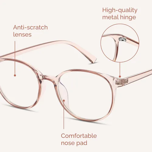 Miniatura 4 de Miyya - Lentes con bloqueo de luz azul para mujeres, lentes modernos redondos transparentes anti luz azul, antifatiga ocular y antirreflejante UV