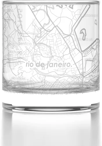Well Told Vaso de whisky grabado de la ciudad de Brasil de Río de Janeiro - Grabado con mapa de la ciudad de Río de Janeiro - Regalo para los Rio de
