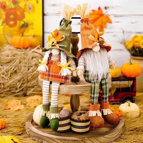 Miniatura 2 de Gnomos de otoño de Acción de Gracias con cosecha de enanos de elfo sueco, decoraciones de otoño para el hogar, mesa de baño, interiores, decoración