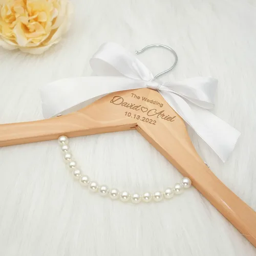 Perchas de novia personalizadas, perchas de madera blanca de primera calidad para vestidos de novia, vestidos de dama de honor, fiesta de novia,