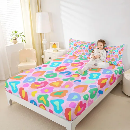 Miniatura 9 de Erosebridal Sábanas de cama de guepardo, sábana bajera con estampado de leopardo, tamaño individual, sábanas de rayas marrones, funda de cama