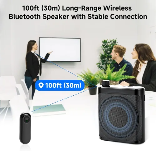 Miniatura 7 de Amplificador de voz inalámbrico con 2 micrófonos inalámbricos (Lavalier magnético), amplificador de voz portátil para profesores, fitness, aula