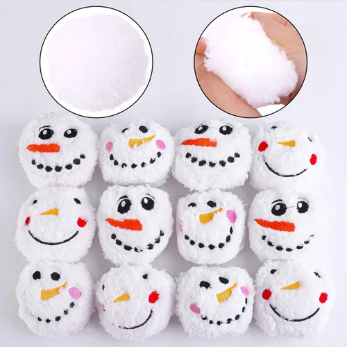 Miniatura 3 de Aneco Juego de 12 bolas de juguete de nieve, bolas de muñeco de nieve de felpa, pelota de lucha de nieve con una bolsa realista para adultos