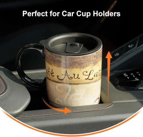 Miniatura 3 de A Ting taza alta de viaje de cerámica de 17 onzas Tapa sellada con caja de regalo, Cafe