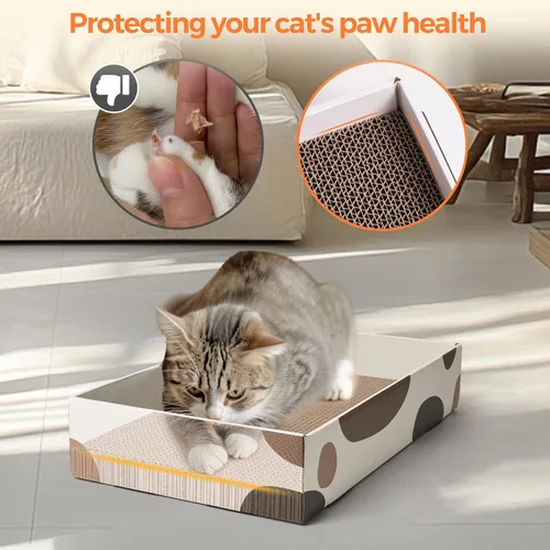 Miniatura 7 de ComSaf Cartón rascador para gatos para interiores, caja de repuesto para gatos de 17 x 10 pulgadas con 3 tablas de rascar reversibles de larga