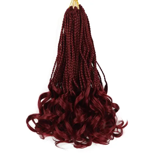 Miniatura 52 de Trenzas de ganchillo rizado francés T33, cabello pre-anillado 10 pulgadas, trenzas cortas rizadas francesas con extremos rizados, trenzas box