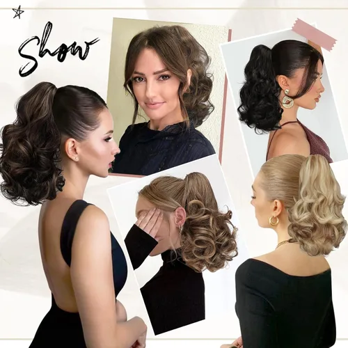 Miniatura 5 de Sofeiyan Extensión de cola de caballo de 11 pulgadas con clip de garra, extensiones de cabello con cola de caballo, cola de caballo larga y rizada