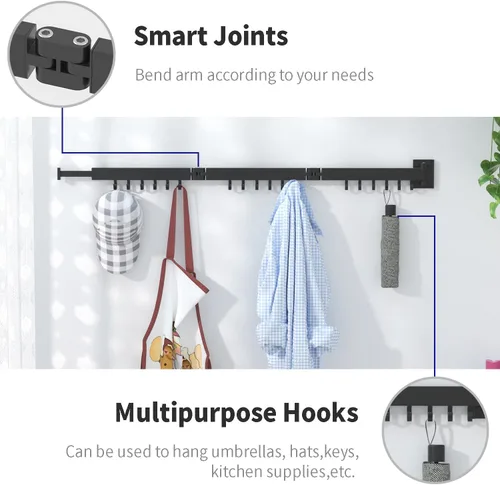 Miniatura 4 de BESTHLS Estante de secado de ropa portátil montado en la pared con ahorro de espacio, diseño universal para balcón, vestíbulo, dormitorio, cocina
