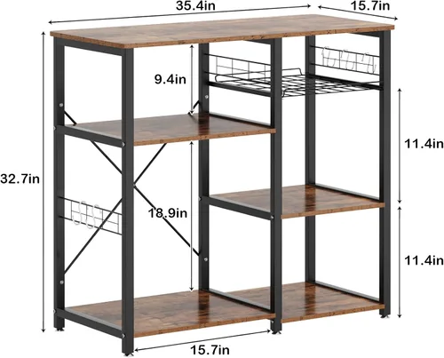 Miniatura 3 de soges Estante de panadero de cocina de 3 niveles, soporte utilitario para horno microondas, carrito de almacenamiento, estante de estación de Blanco